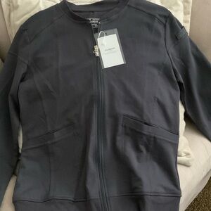 Scrub Jacket Work Wear Dark Gray Zip-Up Jacket